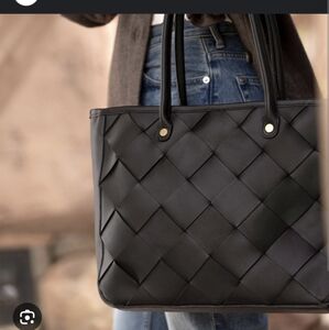 Nisolo large leather woven tote